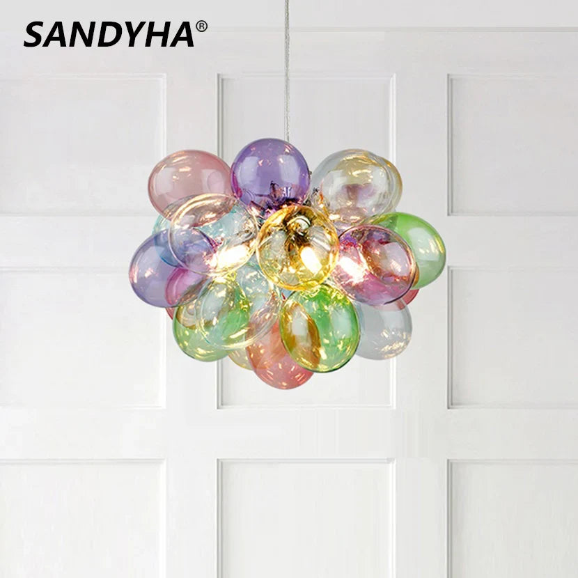 Lampadario LED a sfera di vetro bolla sospensione decorazione