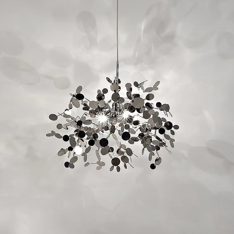 lampadario moderno in acciaio inox per ristorante e negozio