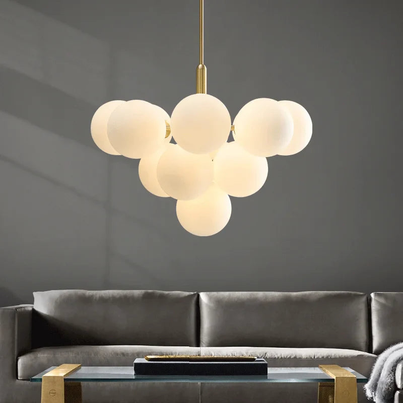 lampadario nordico in rame design creativo in vetro con LED