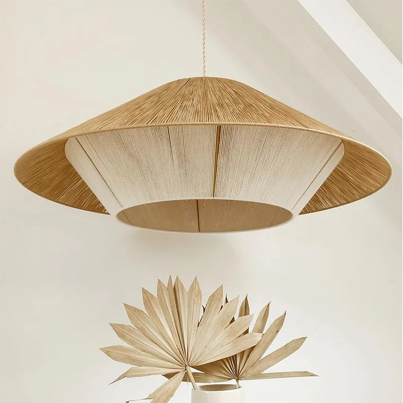 lampadario retrò giapponese in corda di canapa per decorazione creativa