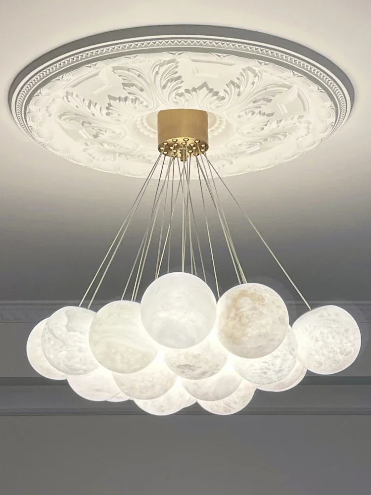 lampadario in rame di lusso con marmo naturale spagnolo per decorazione moderna