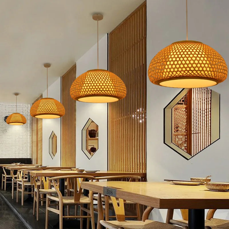 lampadario in bambù intrecciato a mano sospensione decorativa per la casa