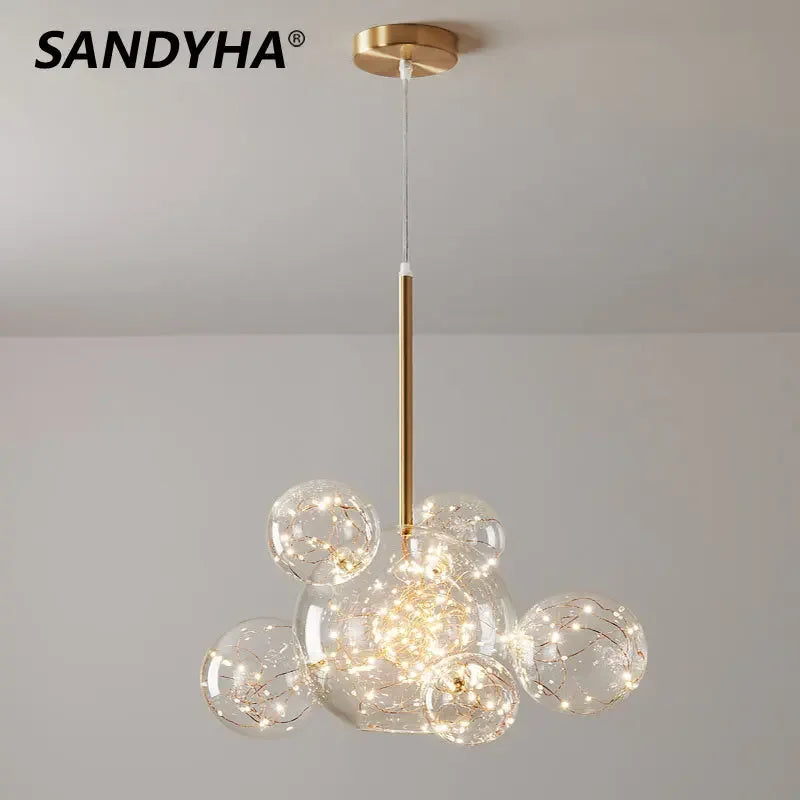 lampadario in vetro moderno per decorazione d'interni luminosa