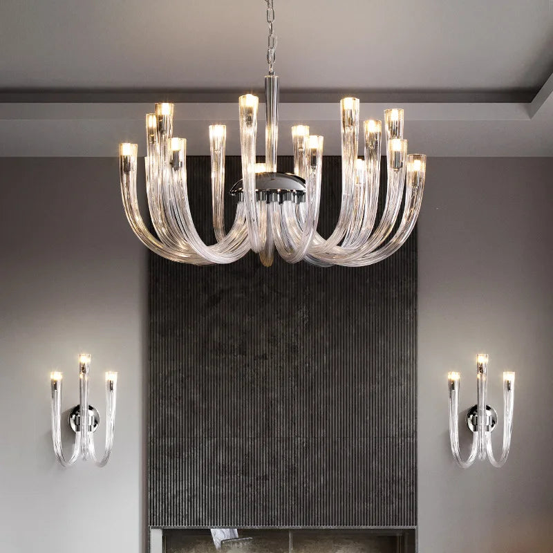 lampadario stile europeo moderno in vetro di lusso