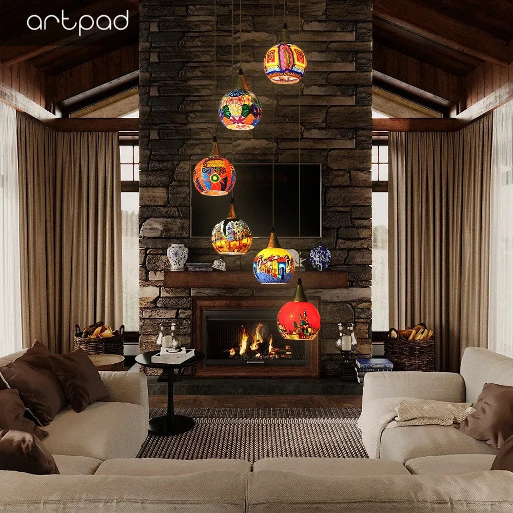 lampadario in mosaico turco vintage fatto a mano per decorazione d'interni