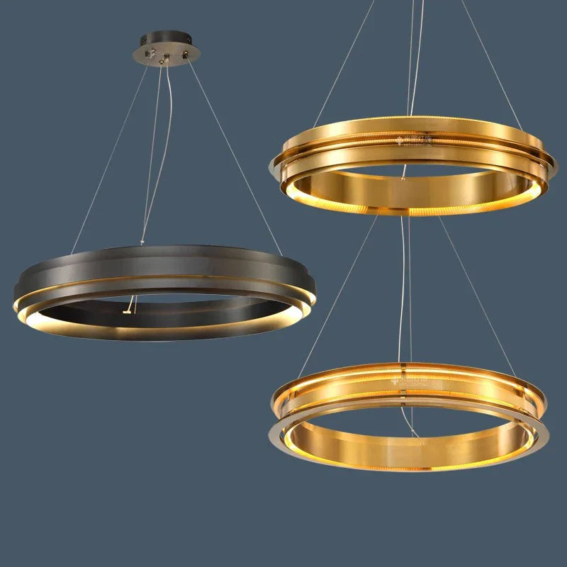 lampadario led italiano post-moderno con anello di sospensione