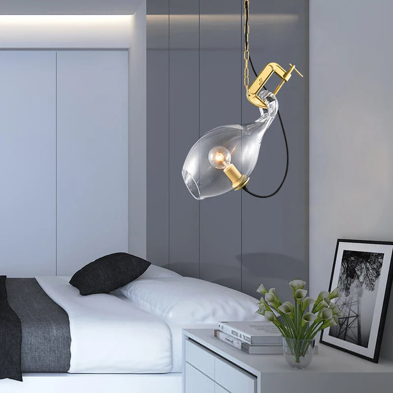 Lampadario moderno in vetro per bar e salotto design