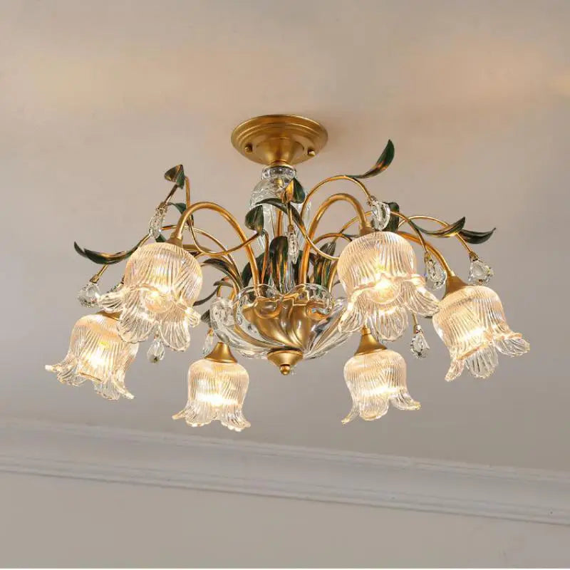lampadario mediterraneo in vetro con motivi floreali di tendenza