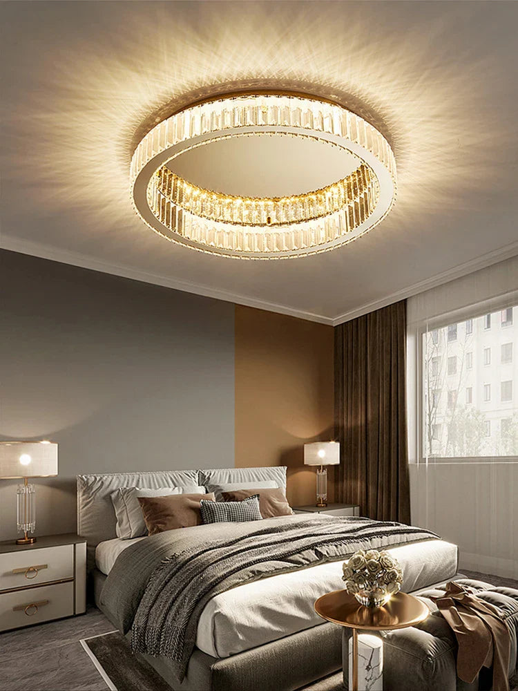 Lampadario rotondo sospeso cristallino elegante
