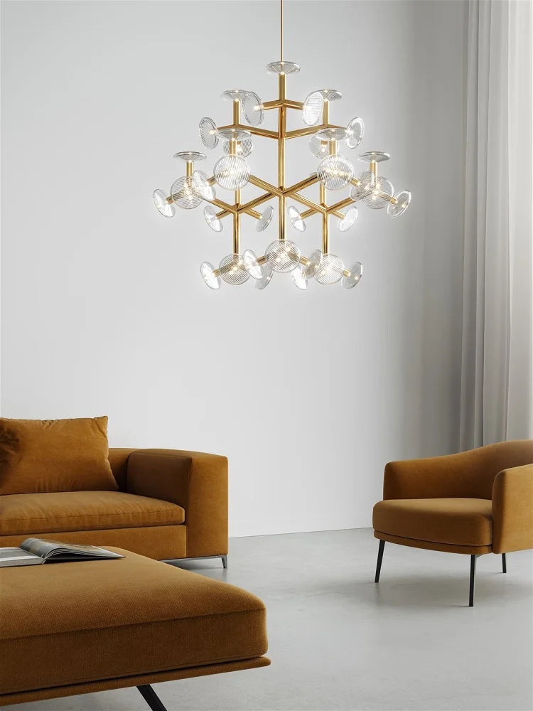 lampadario creativo postmoderno in vetro per decorazione d'interni