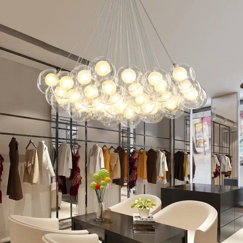 lampadario moderno in vetro a bolle led per negozi