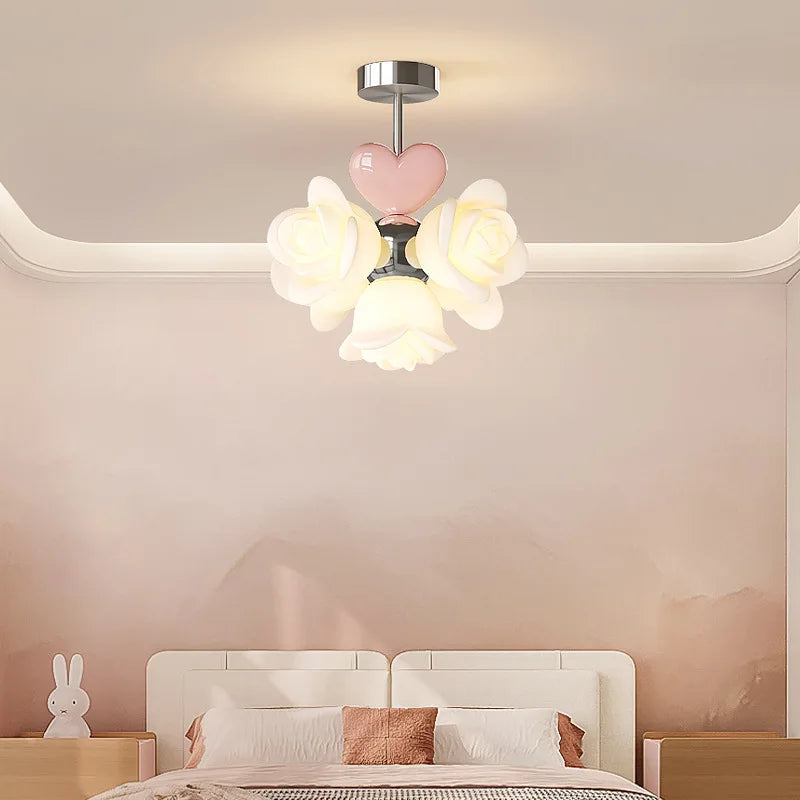 lampadario a fiori rosa LED per camera bambini decor romantica e accogliente
