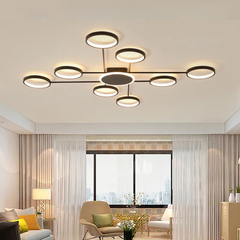 lampadario LED moderno design d'interni con telecomando lampada sospesa