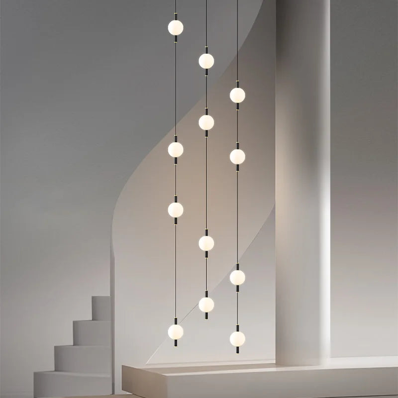 lampadario design moderno villa nordica doppia scala sospensione