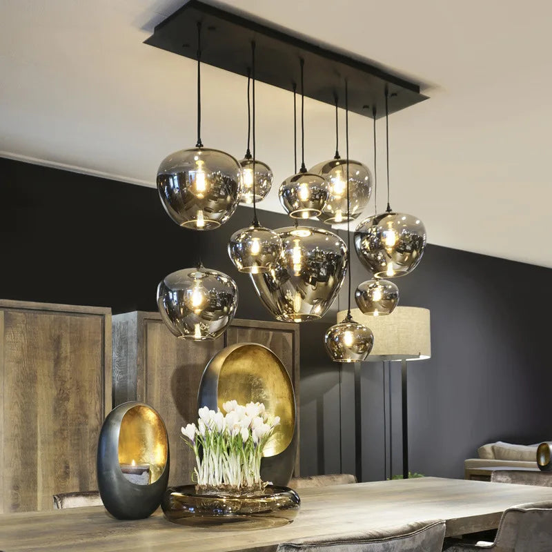 lampadario nordico in vetro per illuminazione moderna di ristorante e caffè
