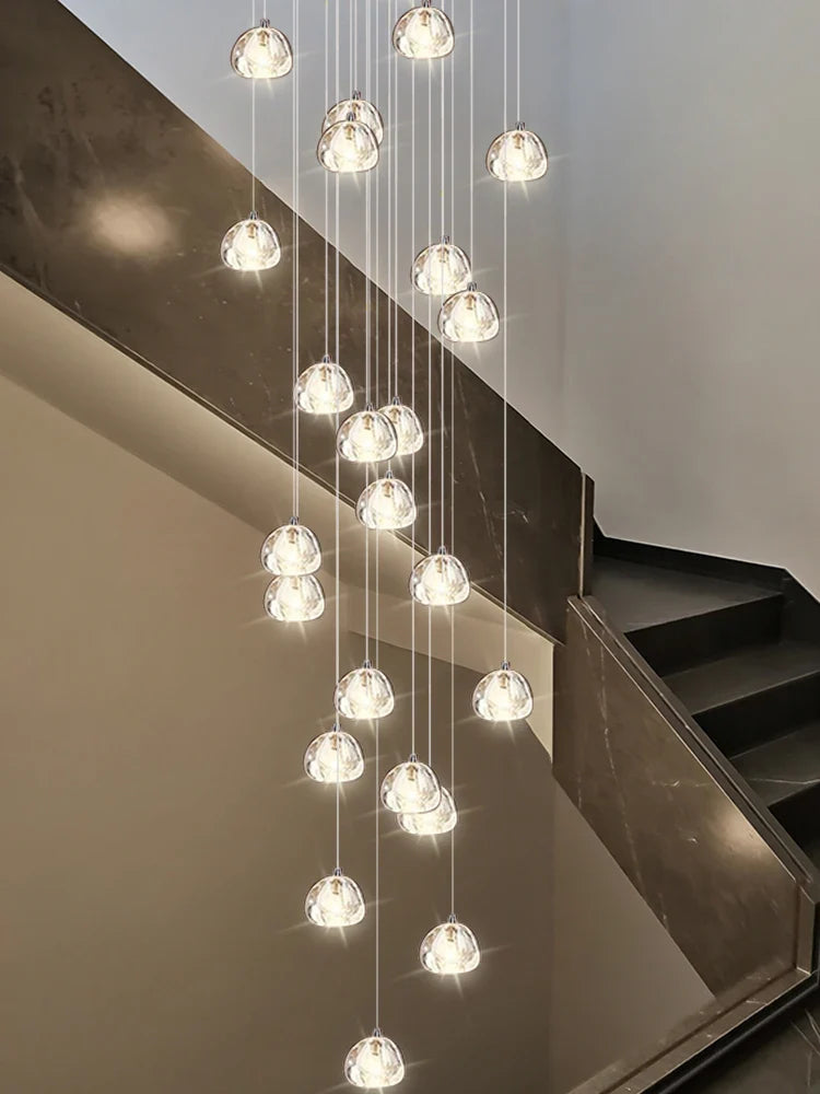 Lampadario in cristallo design di lusso per illuminazione moderna scala a chiocciola