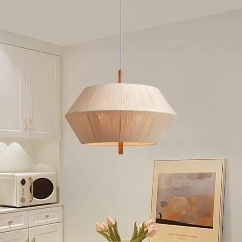 lampadario in filo di cotone nordico stile wabi sabi per decorazione d'interni