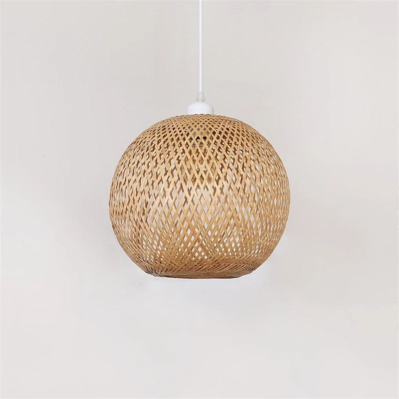 lampadario moderno nordico in bambù intrecciato a mano led