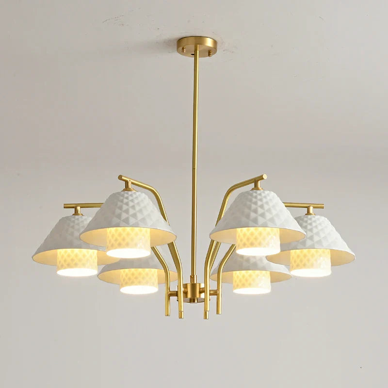 lampadario in ceramica dorata stile contemporaneo per decorazione d'interni