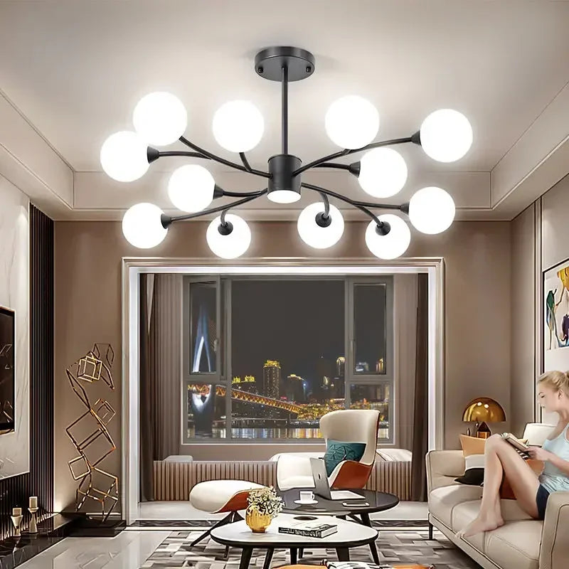 Lampadario nordico moderno in vetro trasparente