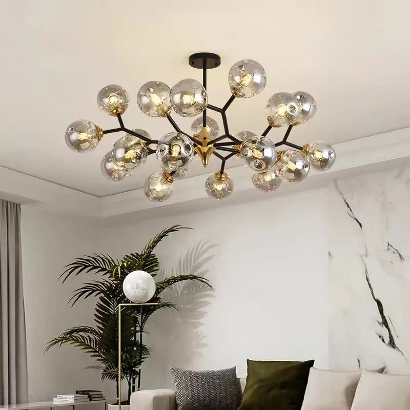 Lampadario industriale design pulito metallo vetro