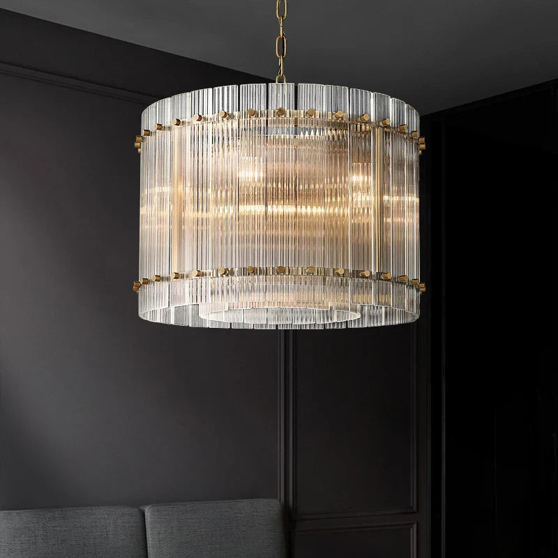 lampadario di lusso in cristallo doppio anello dorato led sospeso