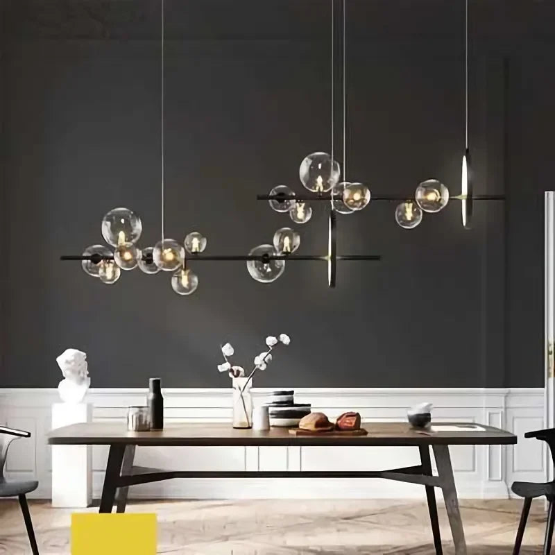 Lampadario moderno sfere trasparenti