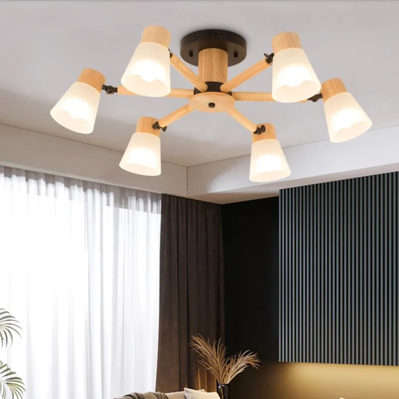 Lampadario scandinavo in quercia chiara