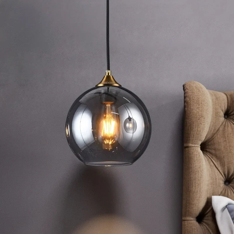 lampadario nordico in vetro fumé sospensione semplice lusso