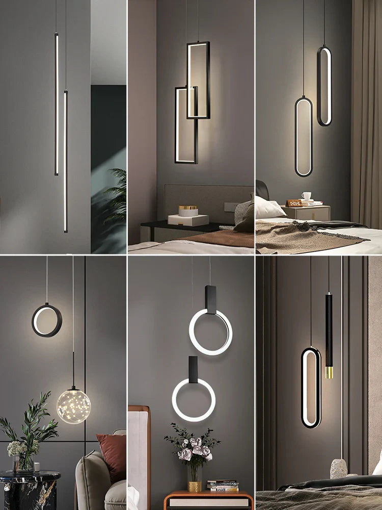 lampadario moderno minimalista nordico doppia testa linea lunga