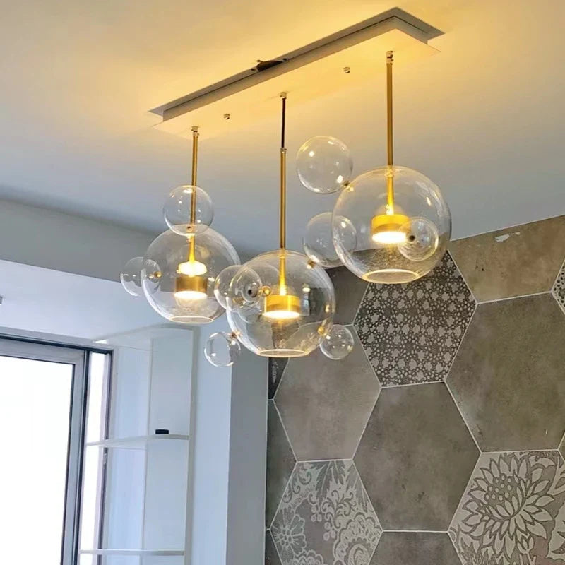 Lampadario LED sfere in vetro design moderno