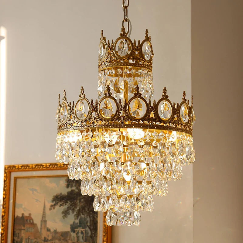 lampadario retrò in cristallo per illuminazione interna decorativa