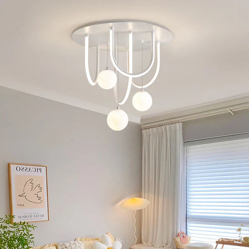 lampadario design 3d led luna sfera rotonda sospensione interna