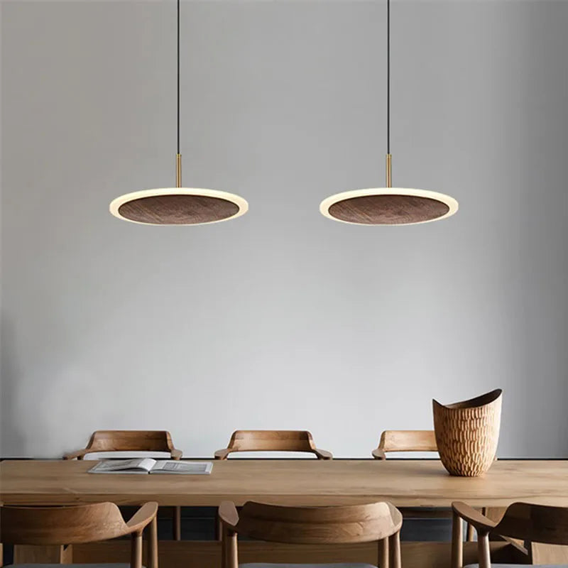 lampadario minimalista in legno massello noce nero stile europeo