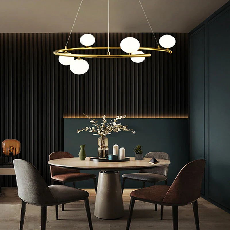 lampadario creativo in ferro e vetro per decorazione elegante
