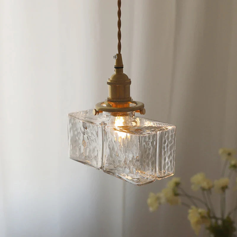 lampadario giapponese in vetro minimalista moderno con illuminazione a LED