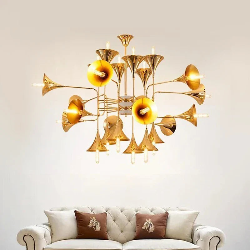 Lampadario Tromba Dorata Elegante