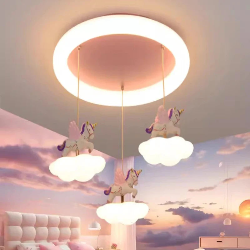 lampadario romantico unicorno nuvola per camera bambini moderna