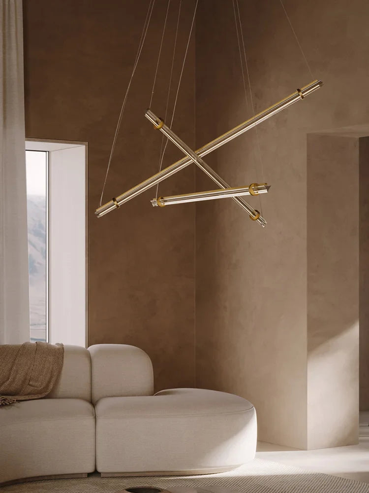 lampadario moderno in acrilico e rame design minimalista decorativo