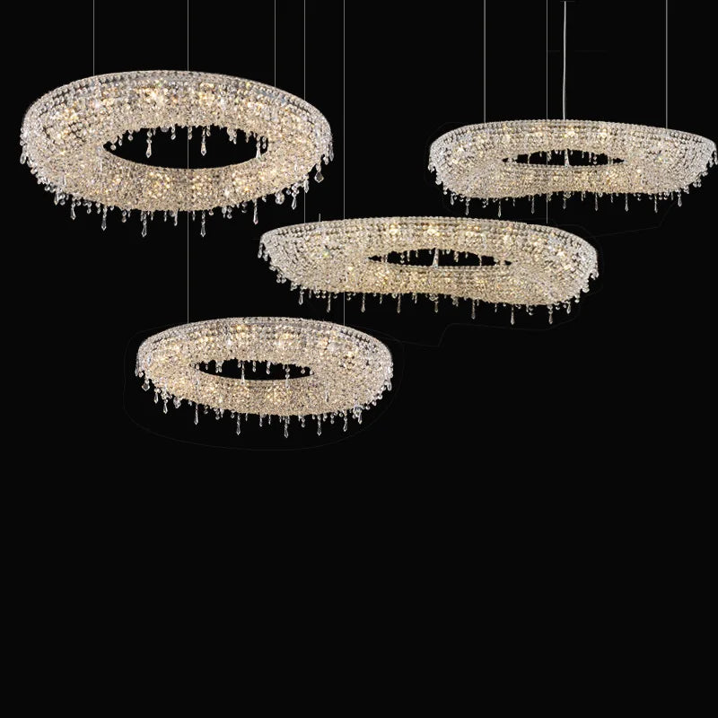 Lampadario LED moderno di lusso in cristallo per hotel duplex villa
