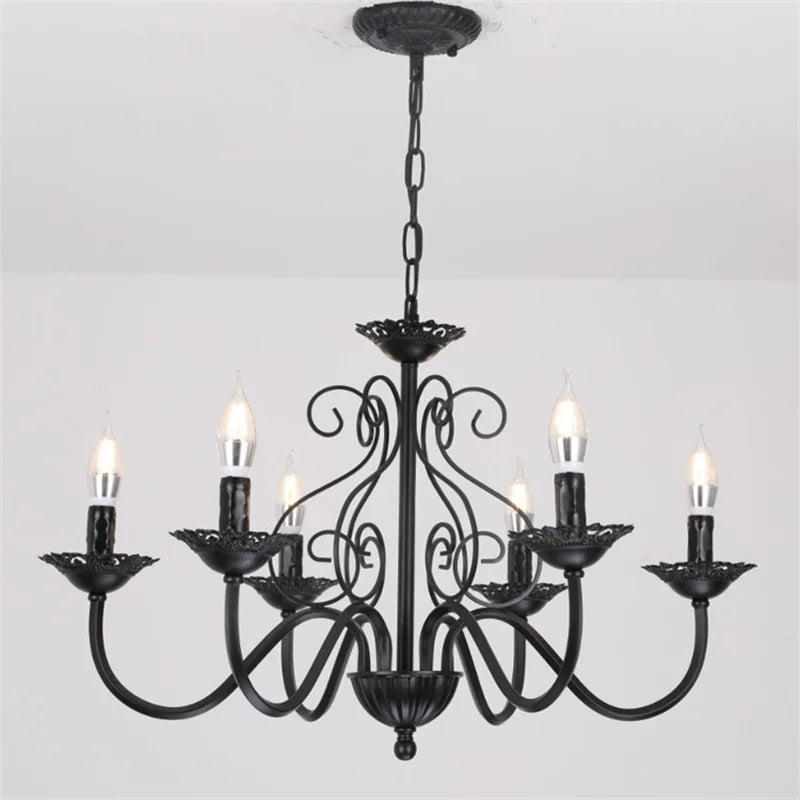 lampadario retrò in ferro battuto stile rustico americano per decorazione interna