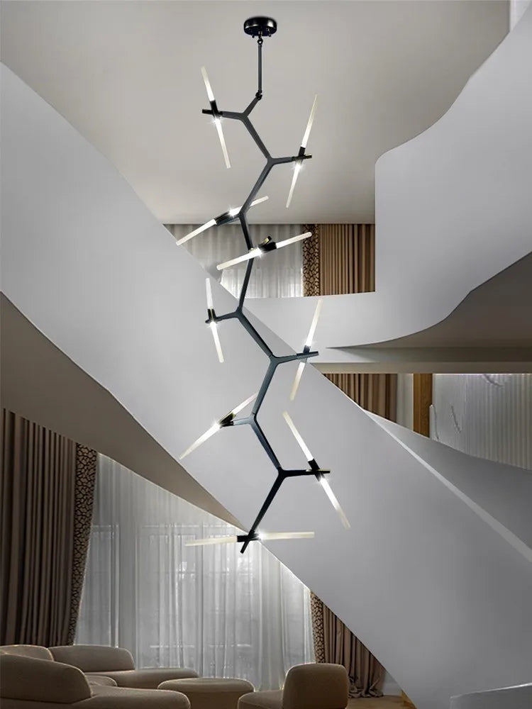 lampadario moderno LED rotante semplice per duplex loft