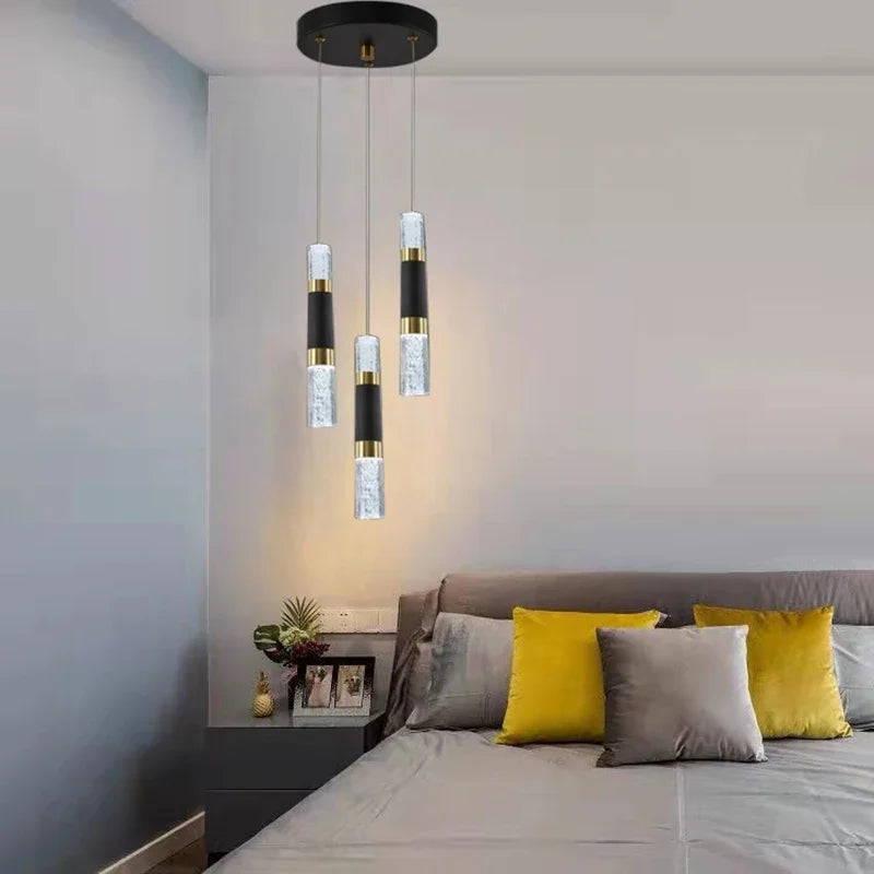 lampadario moderno a LED con lampade a bolle in acrilico sospeso