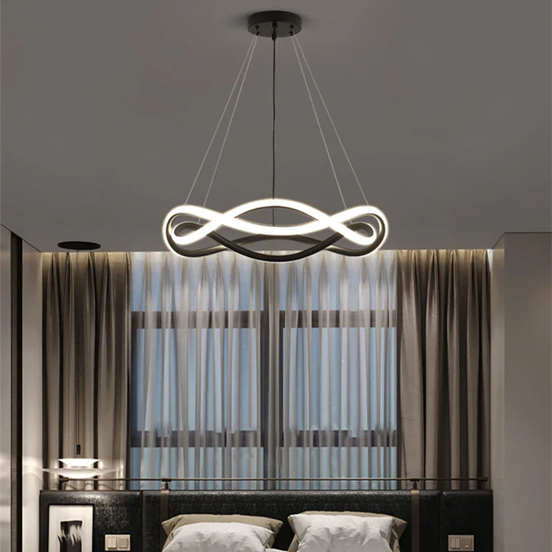 lampadario ad anello geometrico led design semplice creativo in alluminio