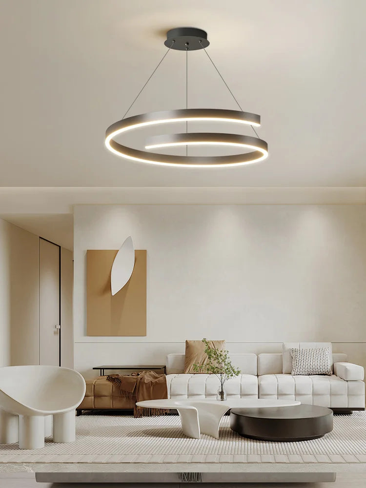 lampadario ad anello semplice moderno in ferro dorato con illuminazione LED per interni