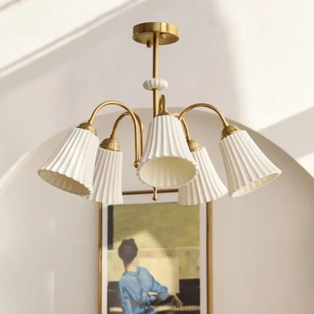 Lampadario retrò francese in ceramica e rame stile americano design