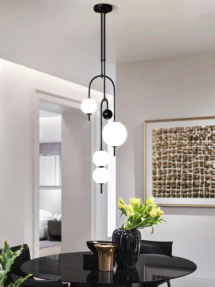 lampadario led in ferro e vetro per decorazione interna