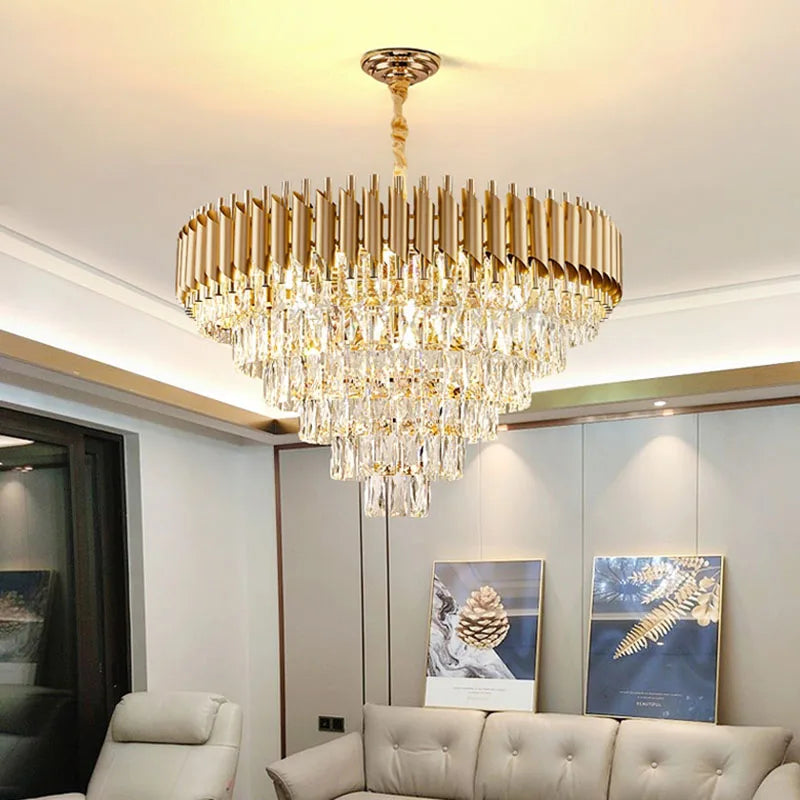 lampadario in cristallo lussuoso con illuminazione led per interni