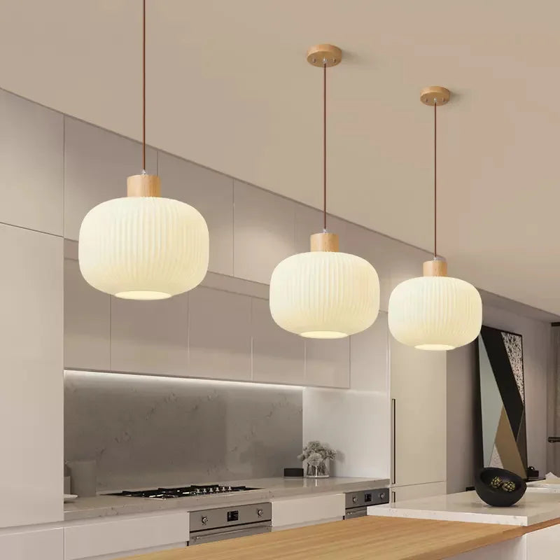 lampadario moderno loft led con paralume in vetro