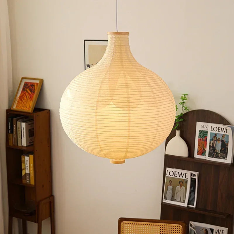 lampadario in carta giapponese rotondo con luce decorativa sospesa